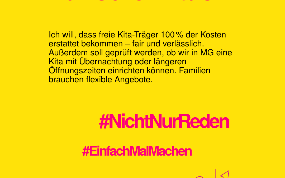 100 Tage – 12 Ideen: Faire Finanzierung und flexible Angebote für unsere Kitas